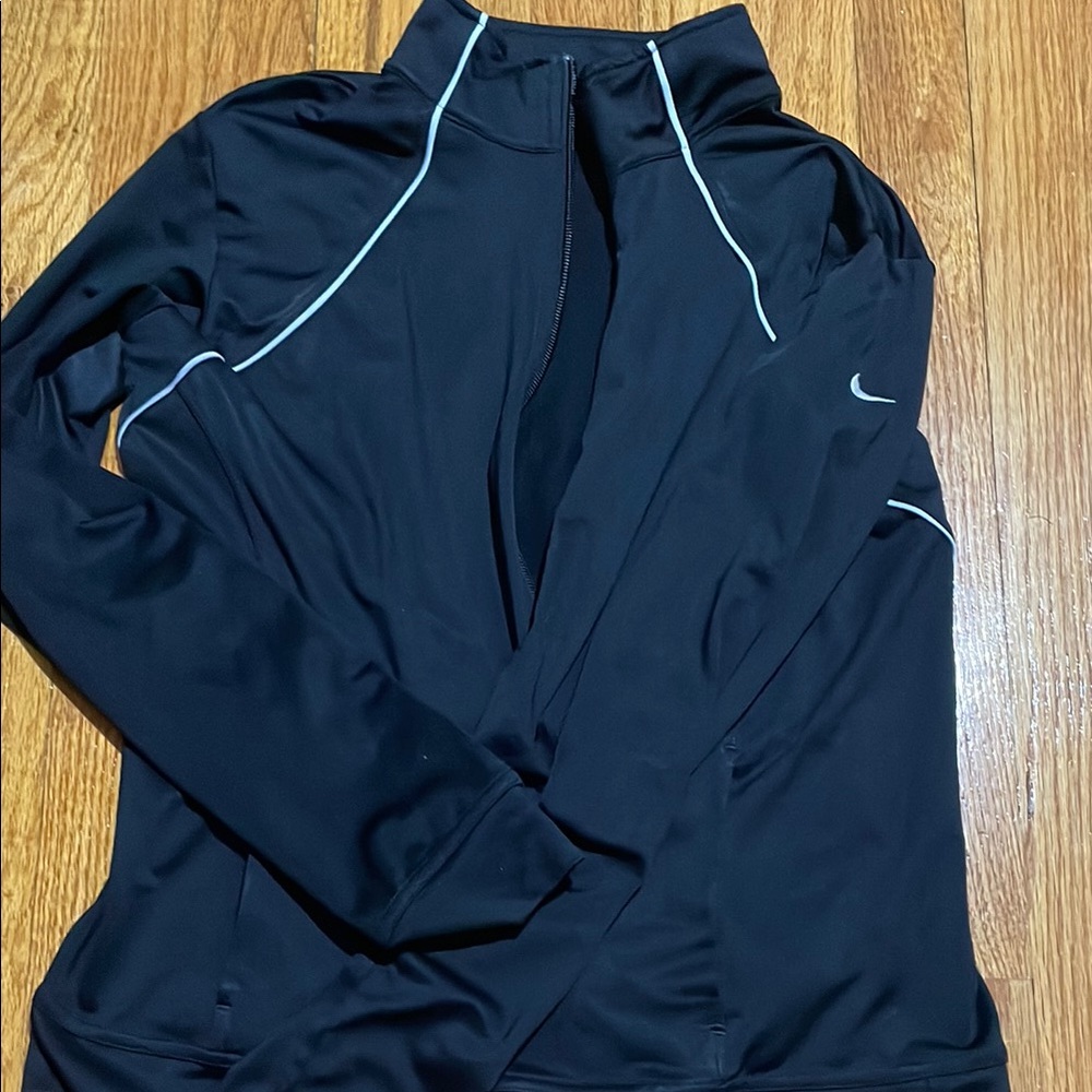 Nike Black Zip-Up Jacket with White Trim